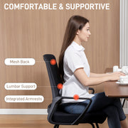 Ergonomic Office Chair with Lumbar Support and Breathable Mesh Back Black AOSOM