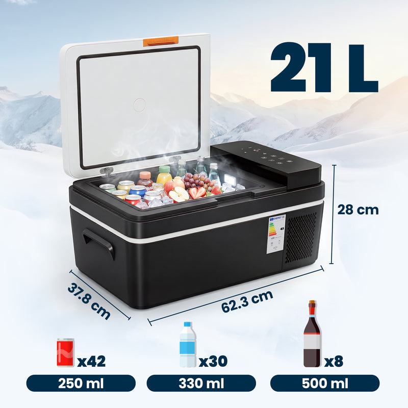 Electric Cool Box 20L for Car and Home Keeps Food and Drinks Cold on Trips Black Grey