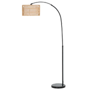 Black Floor Lamp with Adjustable Height and Dual Layer Shade for Living Room