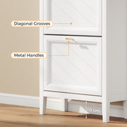 Slim Shoe Storage Cabinet for Narrow Hallways with 3 Flip Drawers and Adjustable Shelves White 60 x 26 x 134 cm Homcom