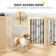 4 Panel Freestanding Pet Gate with Lockable Door and Support Feet for Indoor Use Oak AOSOM