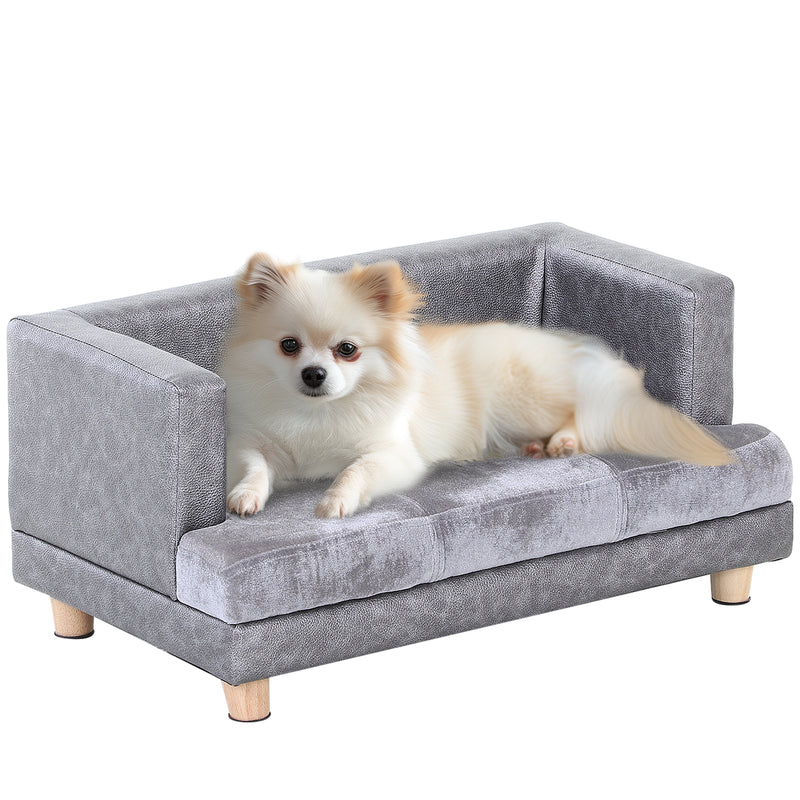 Elevated Dog Sofa Bed with Soft Cushion and Anti Slip Legs for Small Pets Grey