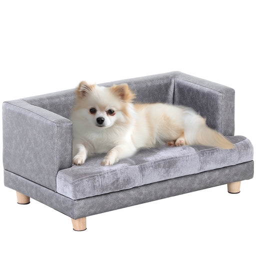 Elevated Dog Sofa Bed with Soft Cushion and Anti Slip Legs for Small Pets Grey
