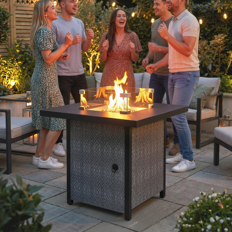 Gas Fire Pit Table with Adjustable Heat and Hidden Gas Storage for Garden Evenings, 40,000BTU, Black