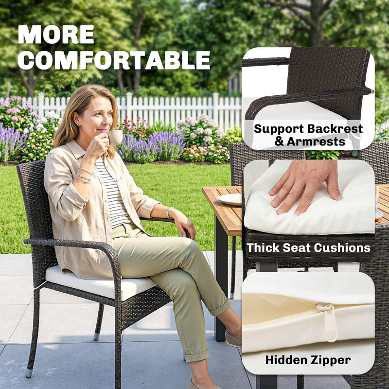 7 Piece Garden Dining Set with Extendable Table and Stackable Chairs for Flexible Outdoor Seating