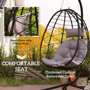 Grey Hanging Egg Chair with Stand and Cushion for Garden Patio and Balcony by Outsunny
