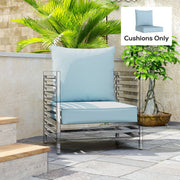 Chair Cushion Set for Indoor or Outdoor Comfort with Removable Covers Light Grey AOSOM