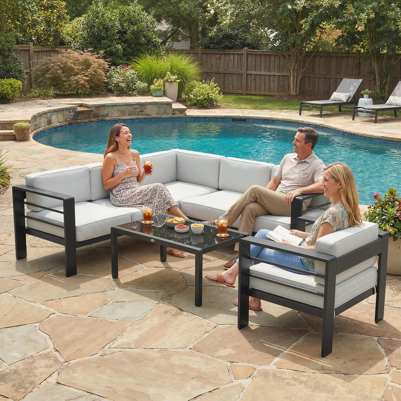 Aluminium Garden Furniture Set with Cushions for Modern & Comfortable Outdoor Seating Light Grey