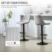 Set of Two Grey Chenille Feel Tub Bat Stools Stylish and Comfortable by HOMCOM