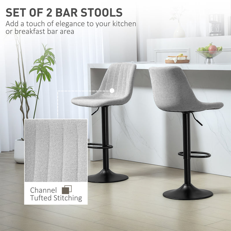 Set of Two Grey Chenille Feel Tub Bat Stools Stylish and Comfortable by HOMCOM