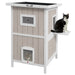 2 Tier Wooden Outdoor Cat Shelter with Removable Base and Escape Doors, Light Grey
