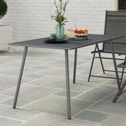 Grey 6 Seater Outdoor Dining Table with Slatted Top and Steel Frame