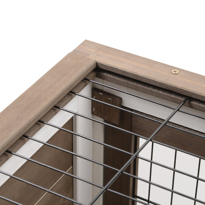 Two Tier Rabbit Hutch with Wheels for Indoor or Outdoor Use Pet Cage, Brown