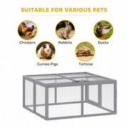 Rabbit Hutch with Easy Access and Foldable Design for Gardens and Patios Grey AOSOM