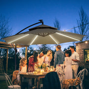 Light Grey 3m Cantilever Garden Parasol With Solar LED Lights And Double Roof Shade