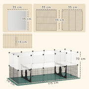 Small Pet Cage and Playpen with Waterproof Mat for Easy Cleaning Black AOSOM
