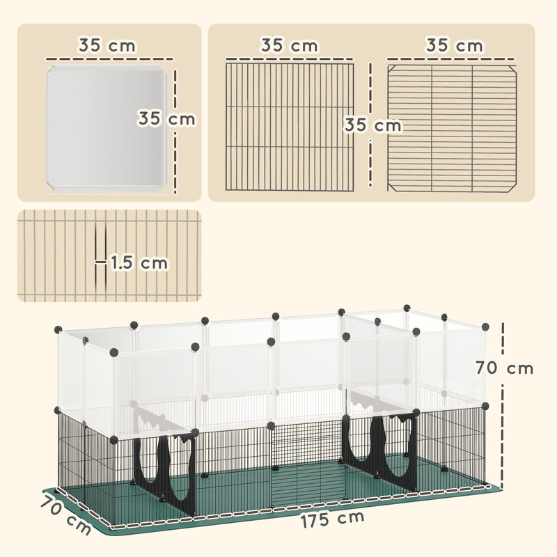 Small Pet Cage and Playpen with Waterproof Mat for Easy Cleaning Black AOSOM
