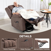 Electric Recliner Chair with Eight Point Massage and Lift Function for Elderly, Dark Brown