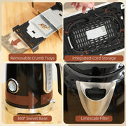 Retro Toaster and Kettle Set with Fast Boil and Reheat Function for Kitchen, Black