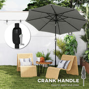 Garden Parasol with Adjustable Tilt and Three-Tier Vent for Cool Outdoor Shade Grey Outsunny