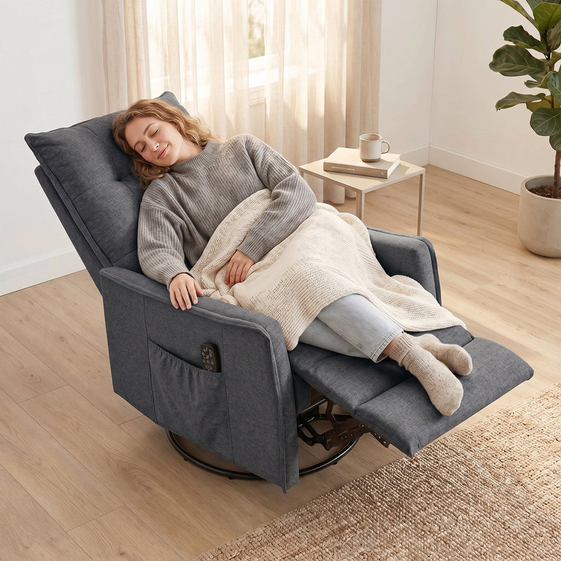 Massage Recliner Chair with Heat and Rocking for Relaxing at Home Dark Grey