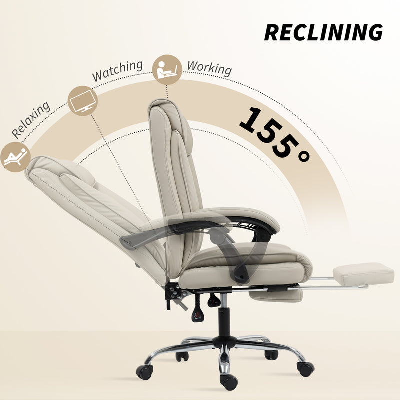 Reclining Office Chair with Footrest for All Day Comfort and Easy Clean Faux Leather Black