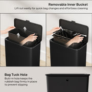 8L Hanging Kitchen Bin with Lid and Removable Bucket for Cabinets or Under Sink Grey AOSOM