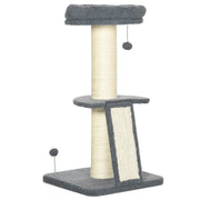 Cat Tree Tower with Scratching Posts Bed and Hanging Toy for Indoor Cats, Dark Grey