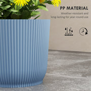 Set of 3 Blue 22cm Garden Planters Lightweight and Durable by Outsunny