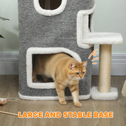 75 cm Cat Tree Tower With Scratching Post And Platforms For Indoor Cats, Grey AOSOM