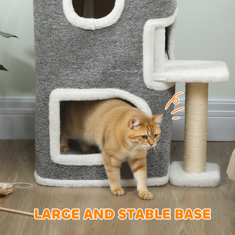 75 cm Cat Tree Tower With Scratching Post And Platforms For Indoor Cats, Grey AOSOM