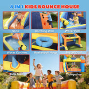 Bouncy Castle and Water Park for Outdoor Kids Play with Slide and Pool Multicolour AOSOM