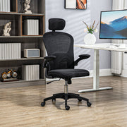 Black Ergonomic Office Chair With Mesh Back Lumbar Support And Adjustable Headrest