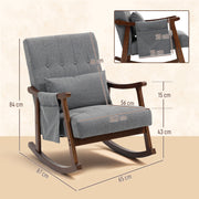 Wooden Frame Rocking Accent Chair With Padded Seat For Living Room Comfort, Grey