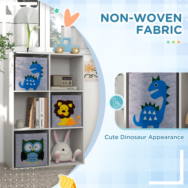 Kids Storage Unit With 3 Fabric Drawers Ideal for Toys and Books White AOSOM