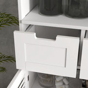 Three Part Bathroom Storage Cabinet With Shelf Drawers And Cupboard For Organisation White