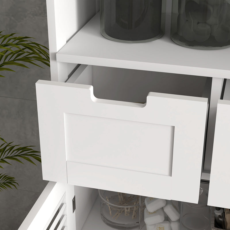 Three Part Bathroom Storage Cabinet With Shelf Drawers And Cupboard For Organisation White