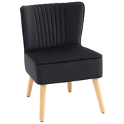 Modern Fabric Accent Chair with Thick Padding and Rubber Wood Legs for Living Room, Black