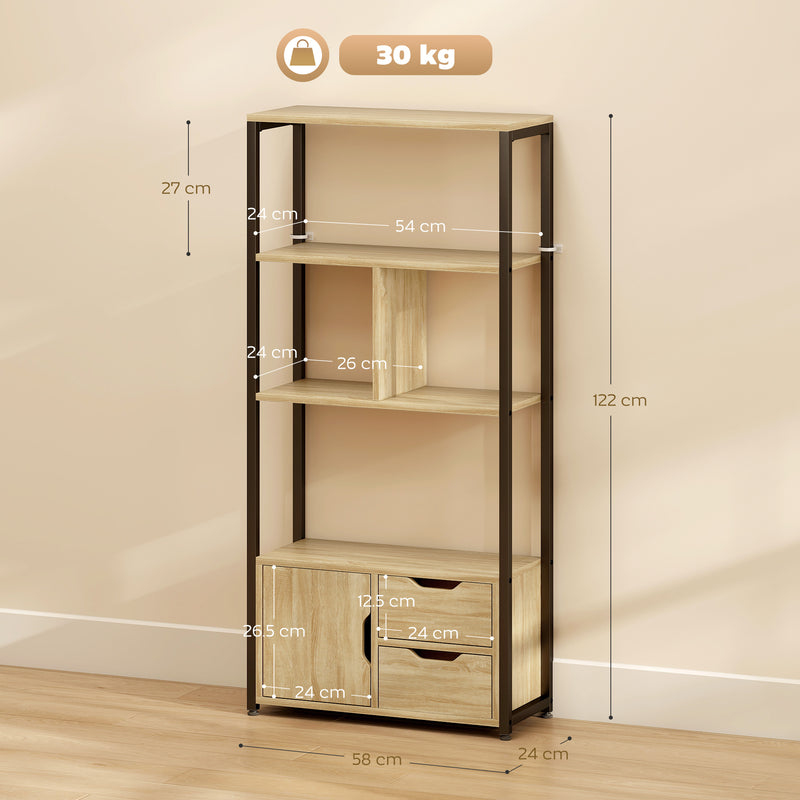 Bookshelf with Shelves Drawers and Cabinet for Compact Storage in Small Spaces Black