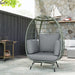 Charcoal Grey Rattan Egg Chair with Cushions and Pillows for Garden or Patio by Outsunny