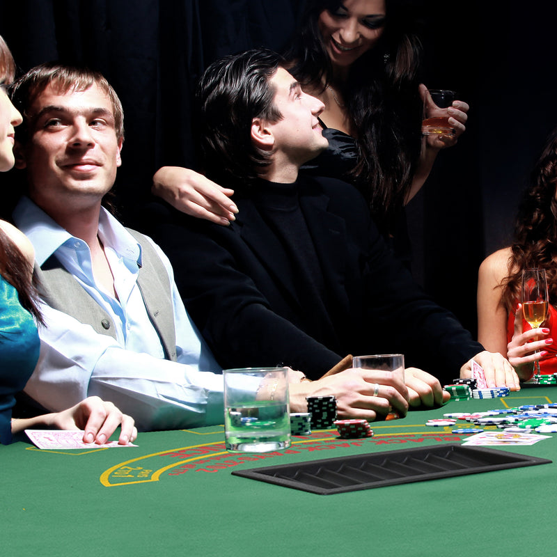 Folding Poker Table for 7 Players with Cup Holders and Padded Rails Green