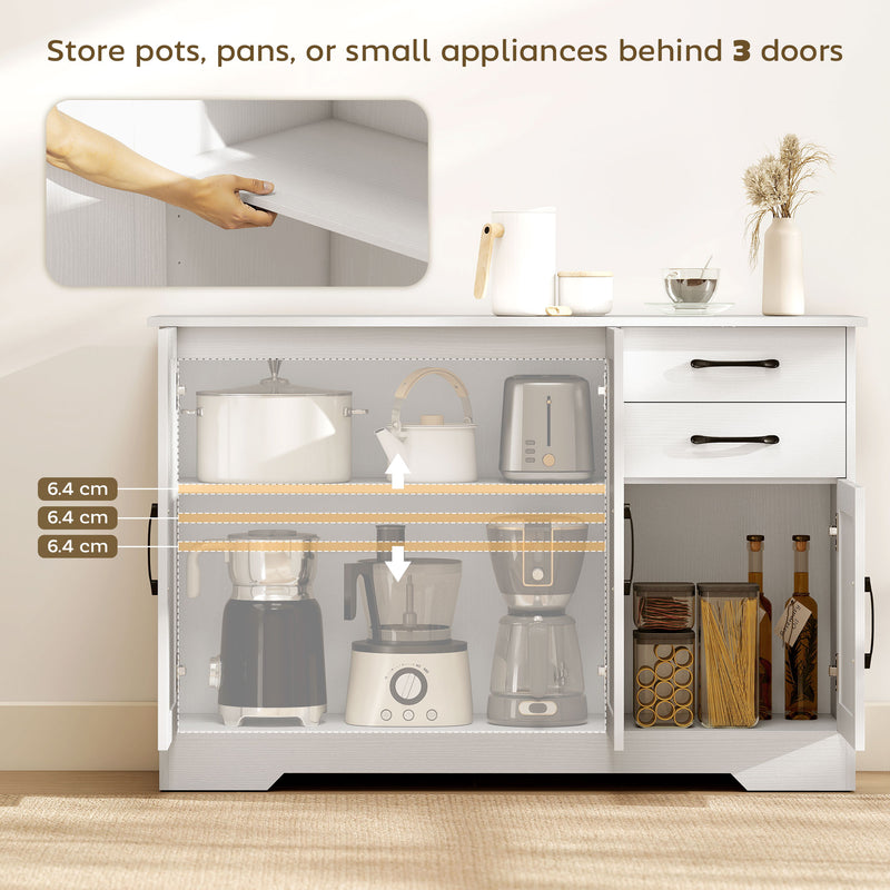 Sideboard with Drawers and Cabinets for Organised Dining or Living Room Storage White AOSOM