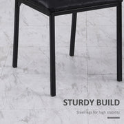 Set of 4 Upholstered Faux Leather Dining Chairs with Metal Legs for Kitchen or Lounge Black