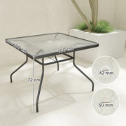 Square Glass Garden Dining Table with Umbrella Hole 100 x 100 cm