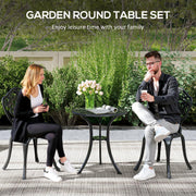 Black Three Piece Aluminium Floral Bistro Set for Garden or Patio by Outsunny