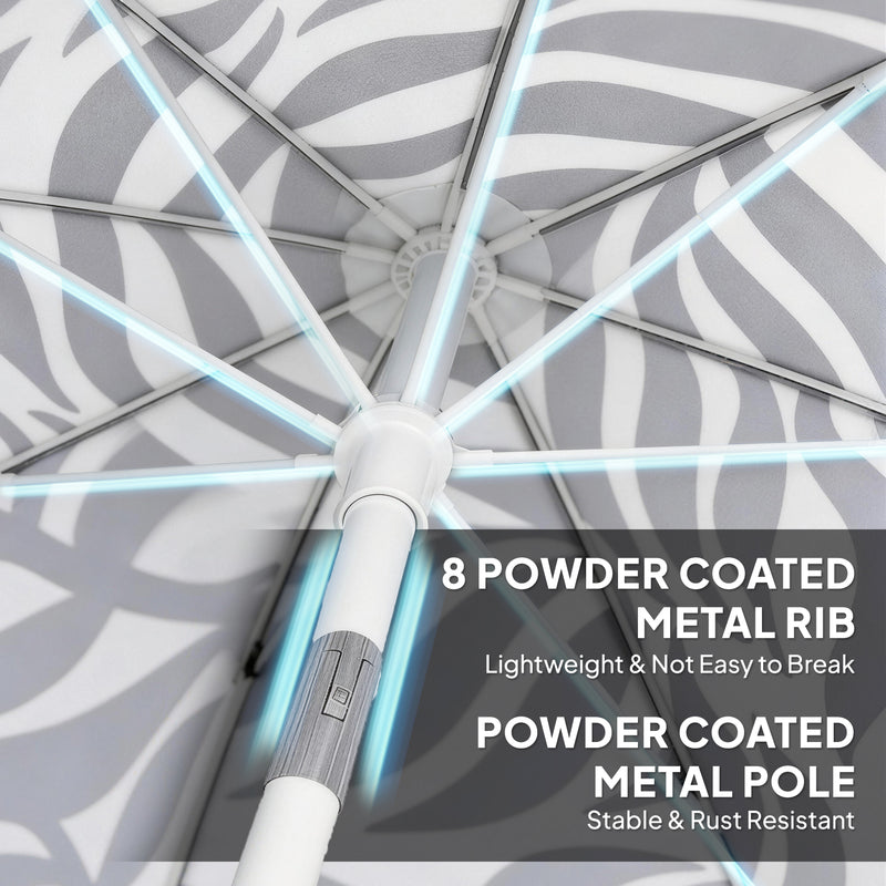 Beach Umbrella with Adjustable Tilt and Carry Bag for Easy Shade Light Grey Outsunny