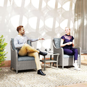 Set of 2 Rattan Garden Chairs with Cushions and High Back for Patio or Balcony, Light Grey