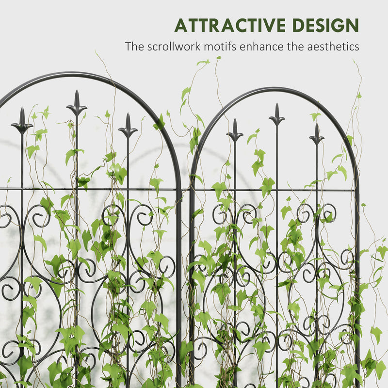 Set of 2 Metal Garden Trellis Panels for Climbing Plants Flowers and Vines 150 x 50 cm by Outsunny