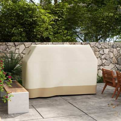 Waterproof BBQ Grill Cover With PU Coating For Outdoor Protection, Beige