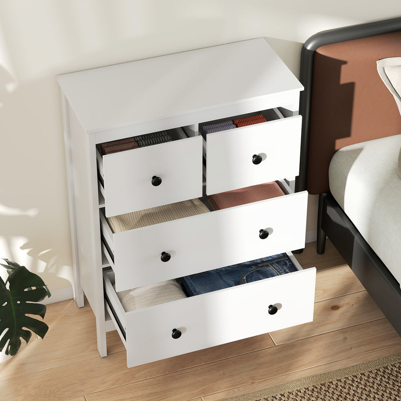 Chest of Drawers for Clothes and Bedding Storage with Smooth Quiet Drawers White AOSOM